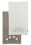 Sterntaler Kinderhandtuch 2er Pack Bauernhof - Handtücher Set aus saugfähiger Baumwolle angenehm auf der Haut - Kinder Handtücher mit schönen Webkanten und Applikation, Sandfarben
