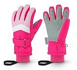 Homord Handschuhe Kinder, Wasserdicht Skihandschuhe Kinder Winterhandschuhe für Jungen und Mädchen, Warme Atmungsaktiv Schneehandschuhe Winter Thinsulate Fingerhandschuhe für 4-13 Jahre