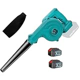 Akku Laubbläser mit 2 Akkus, Ersatz für Makita 18V Akku, Elektrisches Laubbläser 18V mit 2 x 5.5AH Akku,2-in-1 Elektrischer Laubsauger/Laubbläser, für die Beseitigung von Laub/Schlamm/Schnee/Autostaub