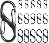 15 Stück S Karabiner Mini Karabinerhaken Metall Doppelkarabiner 8 Förmiger 2 Öffnungen 50mm/40mm/30mm Karabiner Klein für Outdoor Camping Zuhause Wandern Schwarz, Wandern oder Reisen