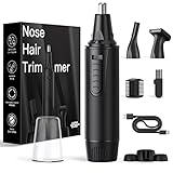 Ohr und Nasenhaarschneider Professioneller USB Wiederaufladbarer Nasenhaarschneider für Damen und Herren Schmerzfreier Ohr Augenbrauen GesichtshaarTrimmer Körperpflegeset IPX7 Wasserdicht (Schwarz)