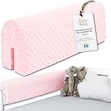 Bettkantenschutz für Kinderbetten 90 cm - Schutz für Bettrahmen Baby Bett rausfallschutz für boxspringbett bettgitter mit Bezug Kantenschutz Kinder Babybett Rosa