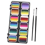 PENIKOKO 12 Farben Gesichtsschminkset und Körperfarbe Wasseraktiviertes Make Up Satz für Erwachsene mit Aufbewahrungsbox Sicher und Auslaufsicher für Halloween und Cosplay