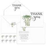 50 Set Beerdigungskarten mit Umschlägen und Aufklebern, Dankeskarten mit bedeutungsvoller Botschaft, Trauerkarten für Beerdigung, Familie, Freunde, Lieben, Feier des Lebens (Bambus)