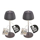 BRILONER - 2er-Set Riffle Mini LED Tischlampen kabellos IP44 mit Lichtkante, 8,5x20 cm, Touchdimmer, Akku tauschbar, Nachttischlampe, Akku Lampe, German Design Award Winner 2025, Anthrazit