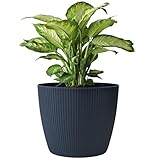 KONZEPT Blumentopf 5,2 l, gerillte Struktur 22 cm, Übertöpfe für Zimmerpflanzen aus Kunststoff ideal für Wohnzimmer, Küche und Balkon