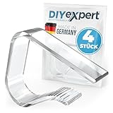 DIYexpert Tischtuchklammern Transparent Made in Germany [bis 45 mm] [4 Stück] Stabile Tischdeckenklammern – Wetterfest & rutschfest – Tischklammern für Garten, Balkon & Innenbereich
