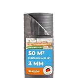Trittschalldämmung 3mm Profi Basic 50m² | recycelte PE-Schaumfolie | 2 Rollen als Laminat- und Parkettunterlage zur Wärmedämmung | Fußbodenheizung geeignet