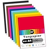 perfect ideaz - 100 Blatt Tonpapier DIN-A4, 10 Farben, 130 g/m², Made in Germany, Blauer Engel zertifiziert