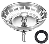 HUAERSICO Küchenspülen Abflussstopfen mit sieb Ø 79/80 mm, Spülbecken stöpsel, Siebkörbchen und Abflusssieb spüle küche, Franke Blanco spüle zubehör, Für Ablauf ab 80 mm, 2 Ersatz siebkorbdichtung