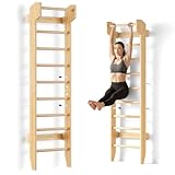 COSYLAND Sprossenwand aus Holz mit Klimmzugstange, Indoor Kletterwand für Kinder & Erwachsene, Turnwand für Kinderzimmer & Fitness, Türrahmen-Montage, Wall Bars
