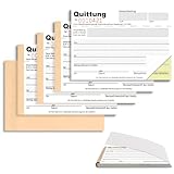 5 Stück Quittungsblock Kleinunternehmer A6 Quer Quittungsblock mit Durchschlag 2 x 40 Blatt Rechnungsblock Quittungsblock Nummeriert Mikroperforiert Selbstdurchschreibend für Buchführung Weiß