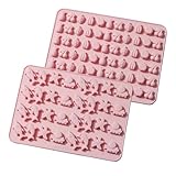 Liiqin 2 Stück Schokoladen Form,Silikon Schokoladenform,Pralinenform Silikon,Schokoladen Silikonform,Schokolade Selber Machen Set,Niedliche Früchte und Meerestiere Silikonform Backen,Schokolade Form