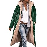 Wintermantel Damen Lang Winterjacke Pelzmantel Kunstfell Plüsch Fellmantel Warm Mantel Pelzjacke Langarm Revers Faux Pelz Jacke Langer Trenchcoat Felljacke Verdicken Wollmantel Baumwolle Fleecemantel