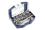 kwb Bit-Box - 17-teiliges Set mit Bits und Umschalt-Knarre - Robuste Kunststoff-Box mit Gürtelclip