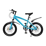 18 Zoll Kinderfahrrad, Mountainbike, MTB Fahrrad, Jungen Mädchen Fahrrad, Fahrrad, mit Schutzblechen und Sicherheitslicht Fahrradpumpe (blau)