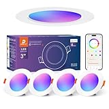 DUSKTEC Einbaustrahler LED RGB Smart, LED Spots 230V Warm und Kaltweiss Farbig 2700K-6000K Dimmbar mit APP Alexa, Deckenspots Bunt Bluetooth 7W 68mm, IP44 Einbauleuchten Einbauspots 4 stück