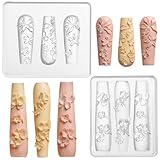 Ymapinc 2 Stück 3D Blumen Nail Art Silikonformen,Cute Nailart Silikonformen Blumen Nagelschablonen für DIY Nageldesign Selbstgemachtes Nagelkunst Zubehör (6 Stile)