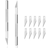 Comforty 2 Stück Scalpel Knife Premium Skalpell Set inkl. 10x Ersatzklingen - Bastelmesser extra scharf,für DIY Cuttermeser & Schnitzmesser,präzises Basteln & Modellbau