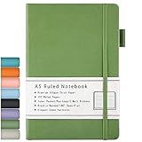 Beinushor Notizbuch A5, mit Hardcover Ausgekleidetes Journal mit Dickem Premium 100GSM Papier, 192 Seiten, Innentasche, Stiftschlaufe, Gummiband, Kunstlederbezug, 14,5 x 21,3 cm (Grün)