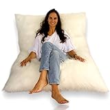 Aiire Riesiger Luxus-Sitzsack, 160 x 120 cm, XXL-Sitzsack mit langem Flor und Kunstleder, mit Füllung, Beanbag oder großes Design-Bodenkissen (Grau, Indoor)