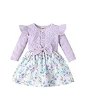 Neugeborenes Baby Mädchen Kleidung Rüschen Langarm gerippt Strampler Kleid Spitze Stickerei Floral Bowknot Jumpsuit Outfit Set