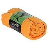 Bodhi GRIP2 Yoga Towel | Yoga-Handtuch mit Anrtirutsch-Noppen | Mikrofaser-Yogatuch | Rutschfestes Trainings-Handtuch | Ideal für Hot Yoga |Yogamattenauflage | Antibakteriell | Safran/orange