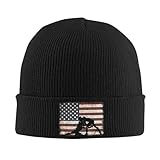 XVBCDFG Wrestling Strickmütze mit amerikanischer Flagge, klassisch, warm, Wintermütze für Damen und Herren, Schwarz , Einheitsgröße