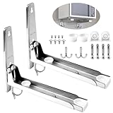 2x Mikrowellenhalterung Wand 304 Edelstahl Universal Mikrowellen Halterung Faltbare Mikrowelle Ständer Halter Tragkraft Bis Zu 50 KG ausziehbar Mikrowellenhalter 20-37cm für Küchenregal Backofen