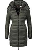MARIKOO Damen Winter Steppmantel Abendsternchen Grün Gr. XL