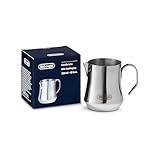 De'Longhi DLSC060 ECO 311.W/BK/R/B Milchkännchen für manuelles Aufschäumen, ergonomischer Griff, 18/8 Edelstahl, 350 milliliters