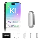 Plaud NotePin Sprachrekorder, KI-Sprachrekorder, App-Steuerung, KI-Notizgerät, KI-Transkription & Zusammenfassung, 112 Sprachen, 64GB Speicher, Audiorekorder für Vorlesungen, Meetings, Mondsilber