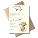 WBdesignz Taufkarte Mädchen oder Junge mit Umschlag – liebevoll mit Maus und Segensspruch - Glückwunschkarte zur Taufe – Geschenkidee für Eltern & Paten (DIN A6)
