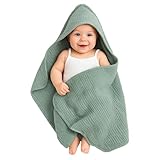 ROEOWENE Baby Handtuch Kapuze Musselin Baumwolle 80x80CM Kapuzenhandtuch Baby Handtuch Mit Kapuze Babyhandtuch für Mädchen,Jungen Badetuch Neugeborene Handtücher für Kleinkinder Badetücher-Dunkelgrün