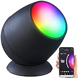 Luminea Home Control Stimmungslicht: Smarte WLAN-Stimmungsleuchte, RGB-CCT-LEDs, 210lm, 2,2W, USB, schwarz (Stimmungslicht LED, Alexa-Tischlampe, Kabellose Stehlampe)