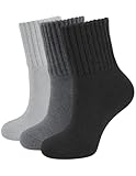 CLOSEMATE Thermosocken Damen Socken 3 Paar Wintersocken Warme Dicke Gestrickte Stricksocken Gekämmte Baumwollsocken Haussocken 35-38 39-42 1Schwarz 1Dunkelgrau 1Hellgrau