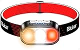 Blukar Stirnlampe LED 2 Farbtemperatur Wiederaufladbar, 2000L Superhell Kopflampe Stirnlampe Dimmbar mit Rotlicht & Sensor, 12 Lichtmodi, Wasserdicht & 30H+ Dauer für Stromausfälle/Camping/Laufen