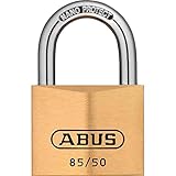 ABUS Vorhängeschloss Messing 85/50 - für Kellertüren, Schuppen u. v. m. - wetterfest - Messing-Schlosskörper - gehärteter Stahlbügel - ABUS-Sicherheitslevel 7