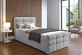AXLIVING Bett mit Bettkasten 100x200 cm Argentaro graues Boxspringbett