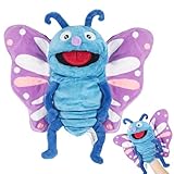 TIVUNORON Schmetterlings Handpuppe, Tierhandpuppen für Kinder, Familien Handpuppe Spielzeug mit Beweglichem Offenem Mund, Für Kindergarten Fantasievoll Lehren, Gute-Nacht-Geschichten