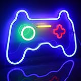Ineonlife Spiel Leuchtreklame Gaming Neon Schild Neonlicht LED Schild Blau Gamepad Neon Sign Leuchtschrift für Wand Game Room Bar Party Deko
