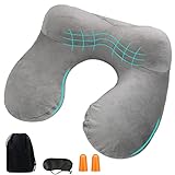 YOUXIU Nackenkissen aufblasbares Reisekissen kompakte Nackenhörnchen egornomische Kopfstütze mit samtweichem waschbarem Bezug für Beste Reiseutensilien zum Schlafen/Lesen/Camping