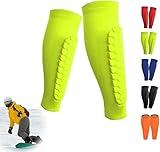 Pro Schienbeinschoner 1 Paar - Atmungsaktiv & rutschfest mit 360° Stabilität, Anti-Rutsch-Silikonstreifen - Für Kinder und Erwachsene (Grün, S)