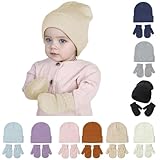 Generisch Kinder Baby Warm Wintermütze Fäustlinge Jungen Mädchen Mütze Handschuhe Set Unisex Kleinkind Winter Strickmütze Hüte Handschuhe Kind Outdoor Sport Neugeborenes (Navy, M)