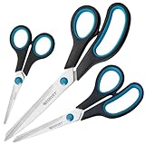 Westcott Easy Grip Scheren 3 Stück | 3er Set Universalscheren mit Komfort-Griff | Extrascharfe & langlebige Edelstahlklinge | Schere für Basteln, Haushalt, Schule & Büro | N-90027 00