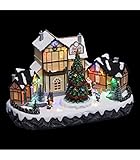 FEERIC LIGHTS & CHRISTMAS FÉéric Lights & Chrismas – Weihnachtsdorf beleuchtet – Nachtlicht für Weihnachten, Teehaus, Bewegung, 18 Lampen, Mehrfarbig, L. 31.5 x l. 20 x h. 19 cm