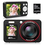 Rollei Compactline 64 Dual Screen Digitalkamera, 64MP 4K Fotoapparat mit Dual Display Kompaktes Fotokamera mit 18X Digitalem Zoom für Kinder Anfänger Schwarz, Digital-Kamera-Kompaktkamera-Fotoapparat