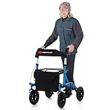 Goplus Rollator Walkers für Senioren mit Sitz, faltbarer Rollator mit 24,1 cm pneumatischem Rad für alle Gelände, unterstützt bis zu 158,8 kg, robuster bariatrischer Rollator für Erwachsene