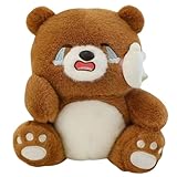 Weinender Bär Plüschtier, Süße Cartoon Puppen Kuscheltiere, weinendes Bärenkissen sitzend, Stofftier Schmusetier zum Kuscheln & Spielen, Plüschspielzeug Geschenke für Kinder Erwachsene (35cm)