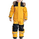 Elsa Keith Schneeanzug Kinder Unisex Skioverall Fleece Wasserdicht Schneeoverall mit Kapuze Skianzug Winddicht Winter Daunenjacke Verdickt Atmungsaktiv Skihose Warmes Outdoor Winteranzug